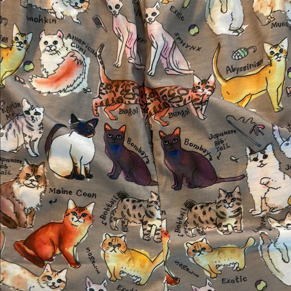 Women's Cat Print Sleepwear Set - Tan - Picture 5 of 6